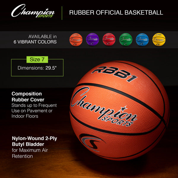 champion sports size 7 rubber basketball specs