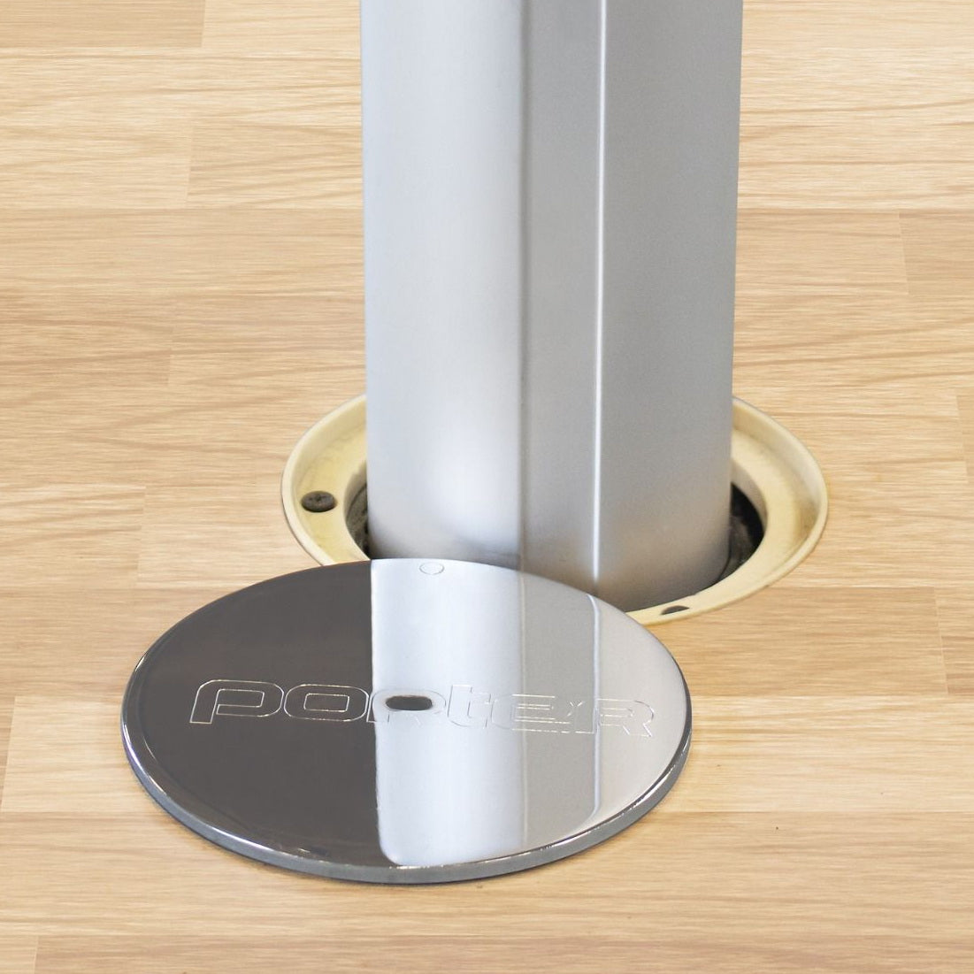 Porter Indoor Floor Sleeve; 3-1/2" Post; 5" Chrome Cover