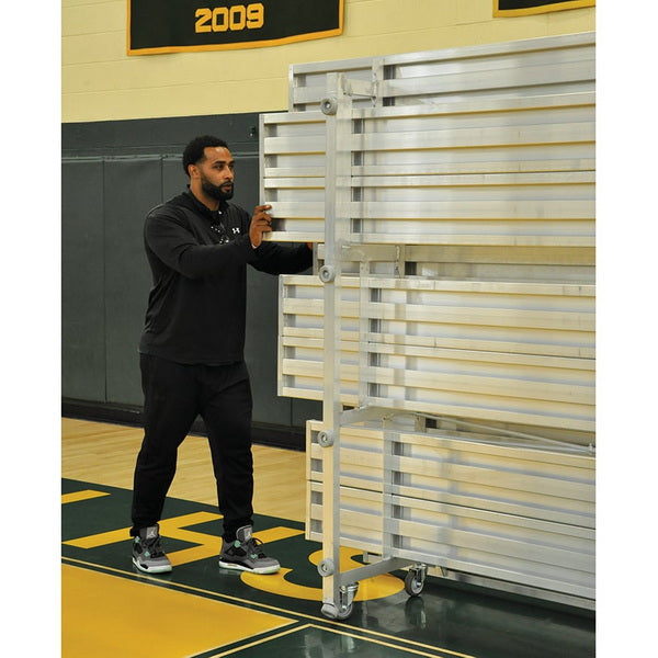 Bleacher - 15 ft. (2 Row - Double Foot Plank) - Tip & Roll (Powder Coated) Close Up View