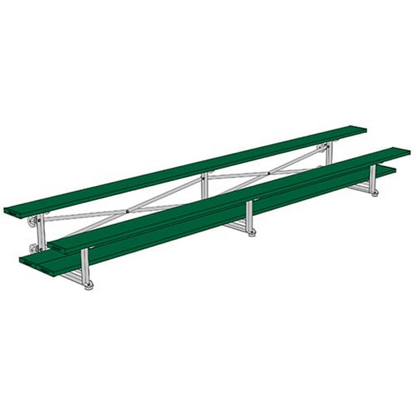 Bleacher - 15 ft. (2 Row - Double Foot Plank) - Tip & Roll (Powder Coated) Dark Green