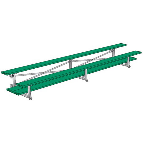 Bleacher - 15 ft. (2 Row - Double Foot Plank) - Tip & Roll (Powder Coated) Kelly Green
