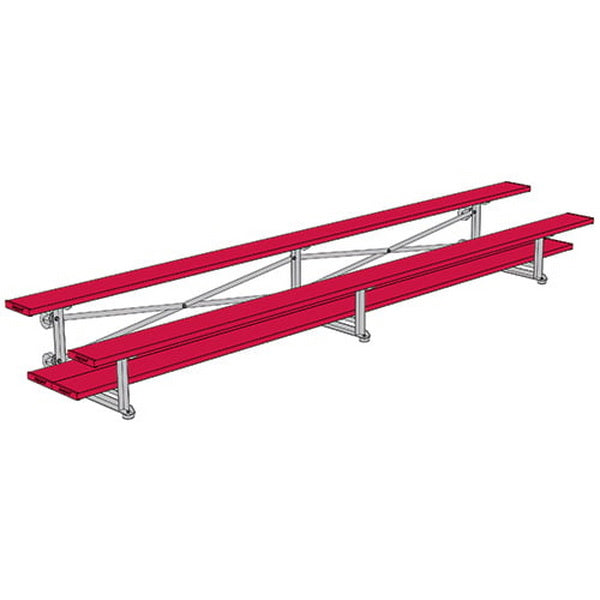 Bleacher - 15 ft. (2 Row - Double Foot Plank) - Tip & Roll (Powder Coated) Red