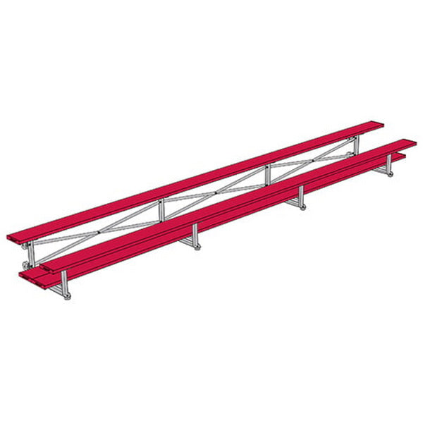 Bleacher - 21 ft. (2 Row - Double Foot Plank) - Tip & Roll Red