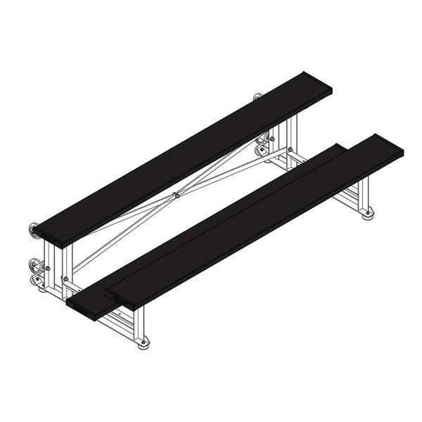 Bleacher - 7-1/2 ft. (2 Row - Single Foot Plank) - Tip & Roll Black 