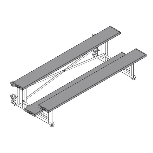 Bleacher - 7-1/2 ft. (2 Row - Single Foot Plank) - Tip & Roll Gray
