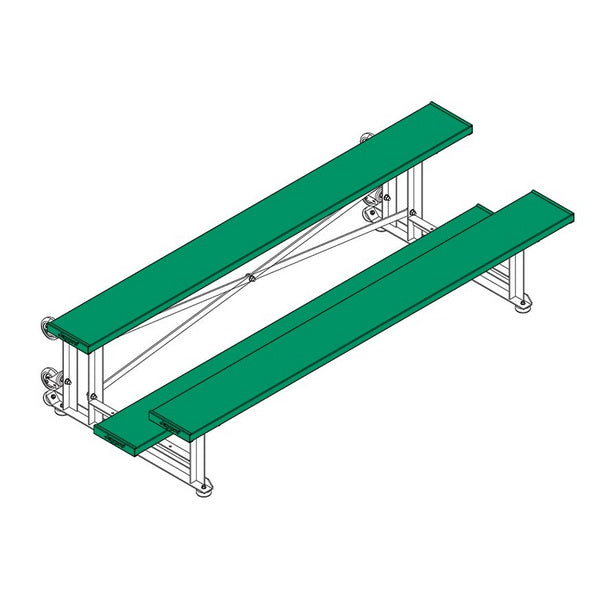 Bleacher - 7-1/2 ft. (2 Row - Single Foot Plank) - Tip & Roll Kelly Green