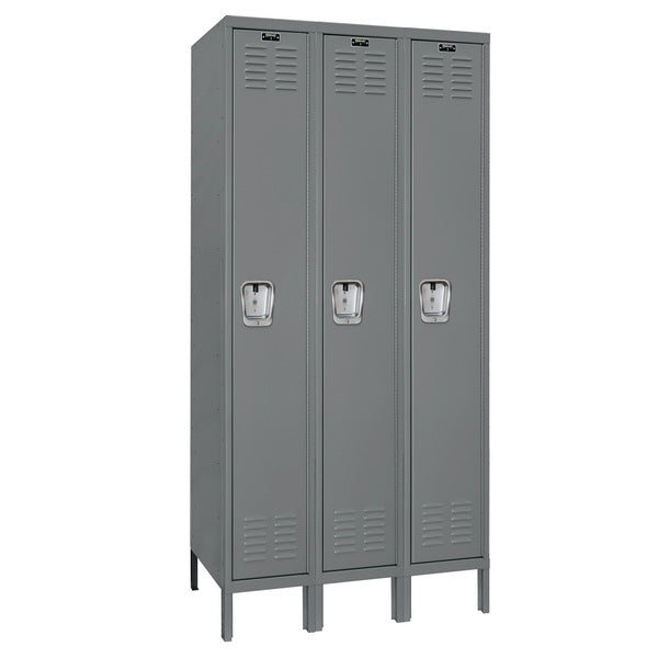 Hallowell Premium Three-Wide Single-Tier Lockers - Assembled Dark Gray