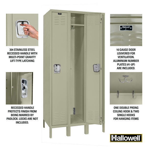 Hallowell Premium Three-Wide Single-Tier Lockers - Assembled Details