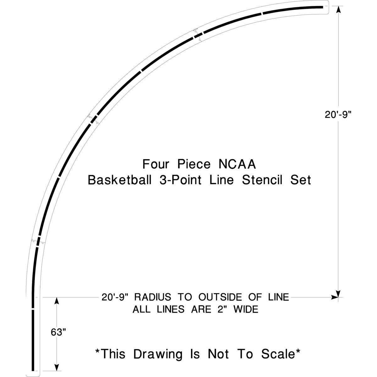 Newstripe NCAA Basketball 3-point Line Stencil