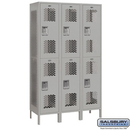 Salsbury 15" Wide Double Tier Vented Metal Locker - 3 Wide