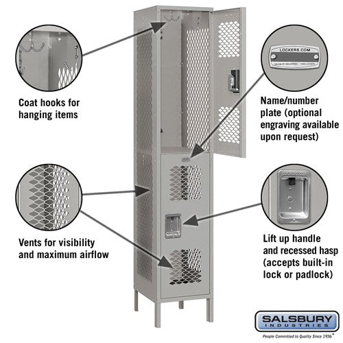 Salsbury 15" Wide Double Tier Vented Metal Locker - 1 Wide