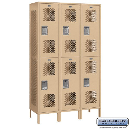 Salsbury 15" Wide Double Tier Vented Metal Locker - 3 Wide