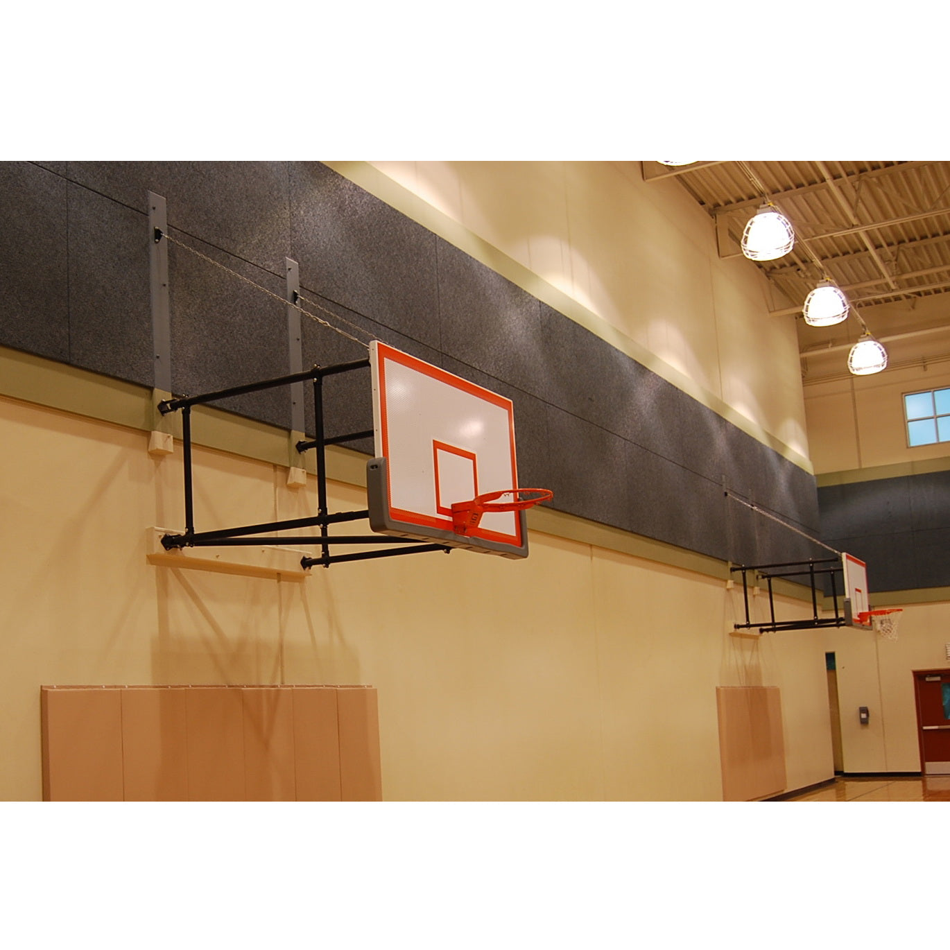 Gared Corner Mount Side-Fold Wall Mount Basketball Backstop, 4' - 6' Length