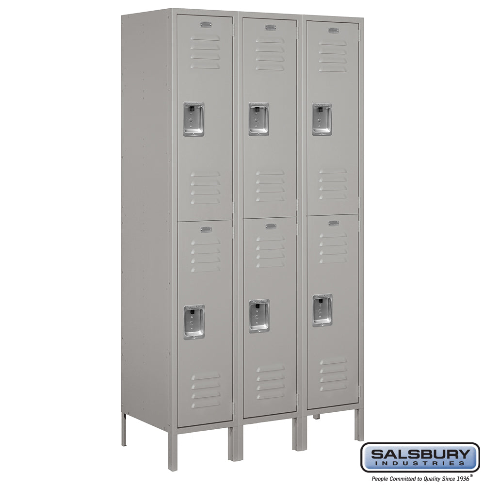 Salsbury 15" Wide Double Tier Standard Metal Lockers - 3 Wide