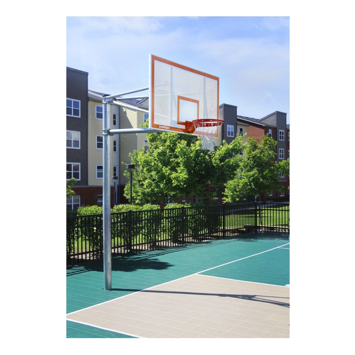 Single Vertical Post Basketball System with 4' Extension