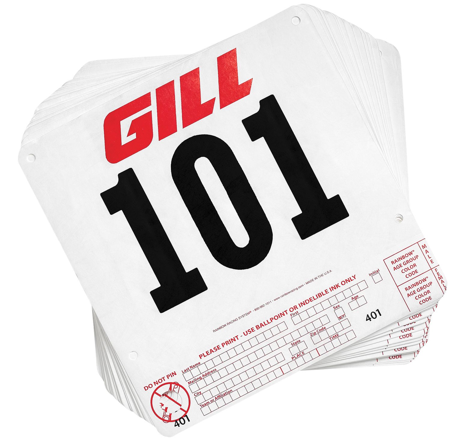 Gill Athletics Tear Tag Numbers
