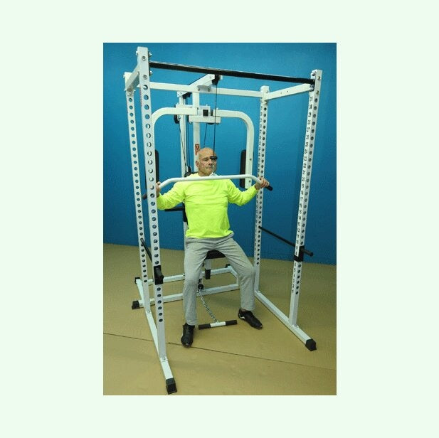 New York Barbells Power Rack Gym with DLX PEC Deck & LAT Attachment