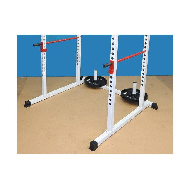 New York Barbells Power Rack With White Chin-UP Bar, Red J and Red Safety Bars
