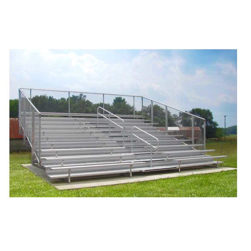 4 or 5 Rows Aluminum Bleachers with Safety Vertical Picket Railing - Pitch Pro Direct
