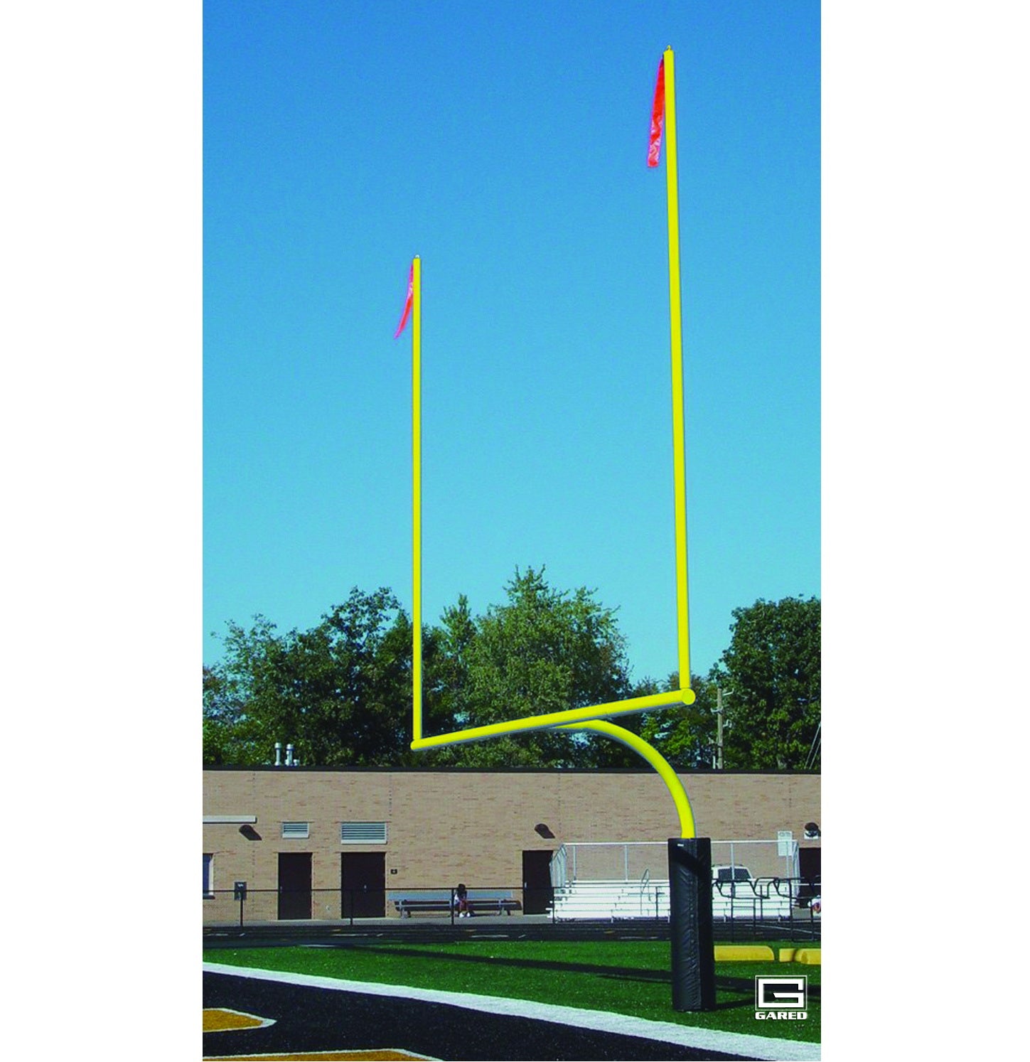 Gared College 5-9/16” O.D. Yellow Football Goalpost, Permanent/Sleeve Mount