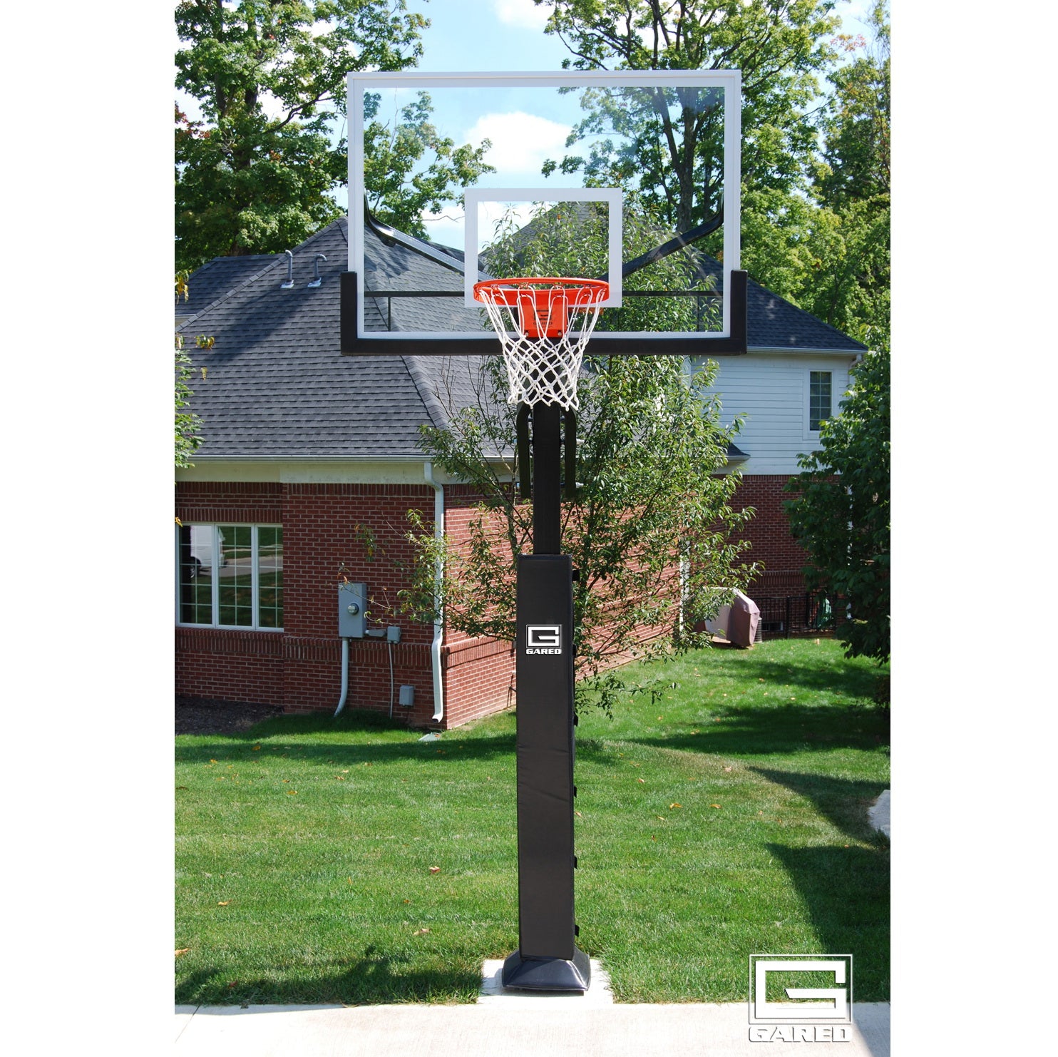 Gared Collegiate Jam Adjustable Basketball Hoop with Glass Board