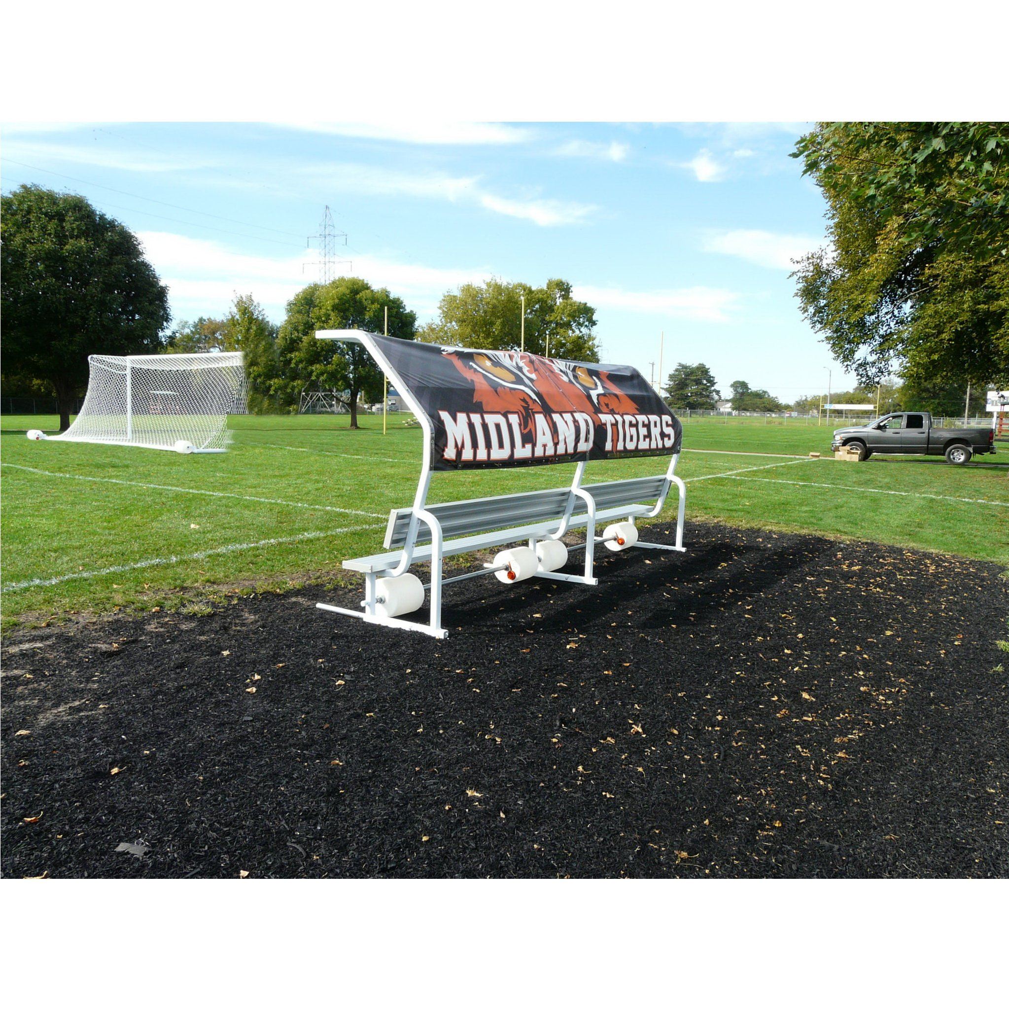 Bison Graphic Portable No-Tip Covered Bench - Pitch Pro Direct
