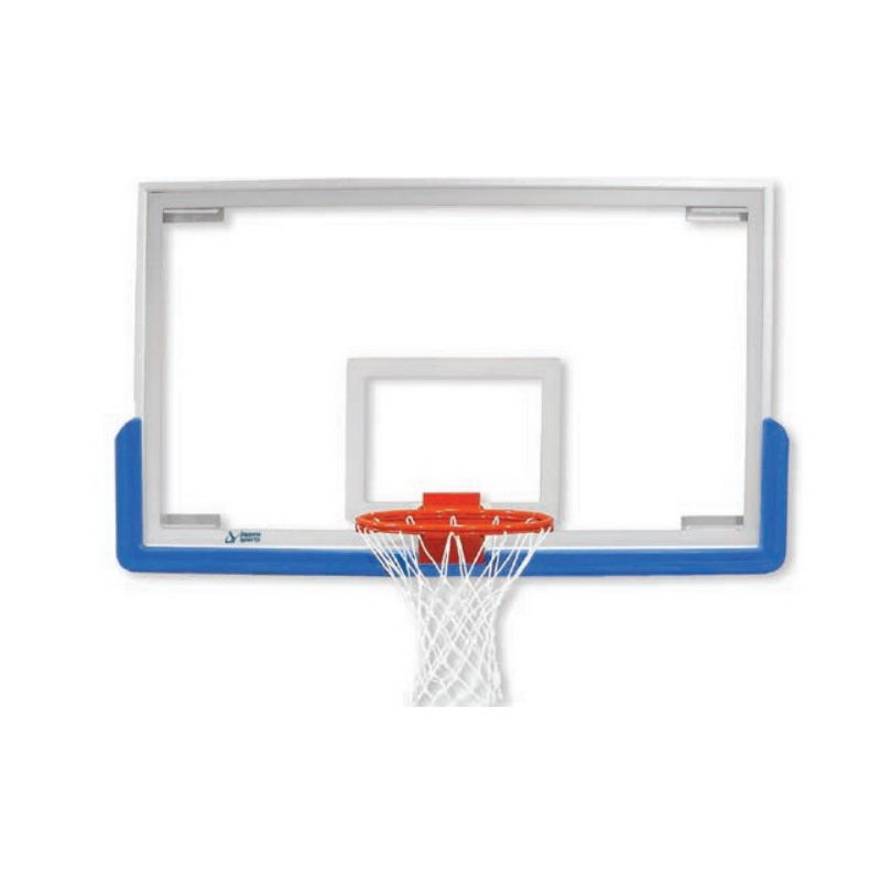 Jaypro Unbreakable Rectangular Glass Backboard with blue padding