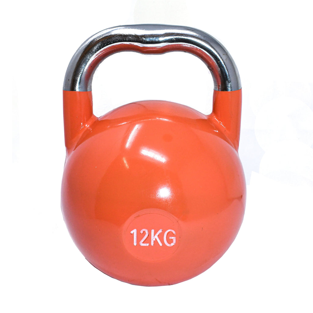 Premium Coated Steel Kettlebell - 26 lbs (12 kg) - Coral Orange Sports Supply