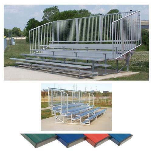 Powder Coated Bleachers with Vertical Picket Railing