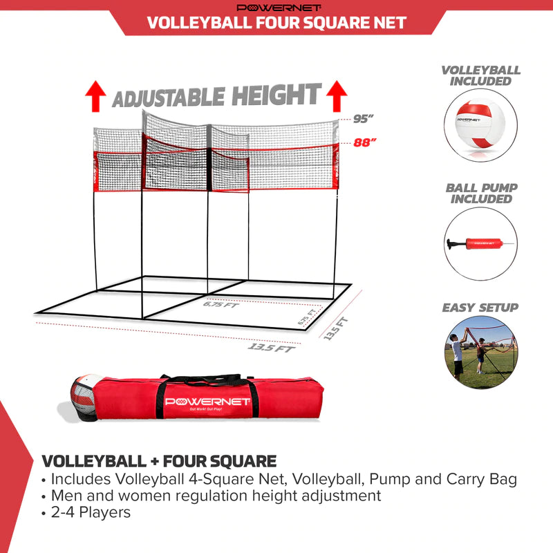 Powernet Volleyball Four Square Net plus four square