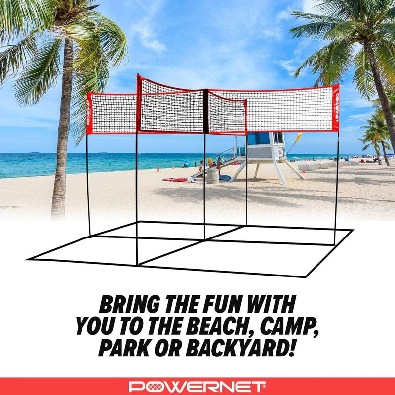 Powernet Volleyball Four Square Net in a beach