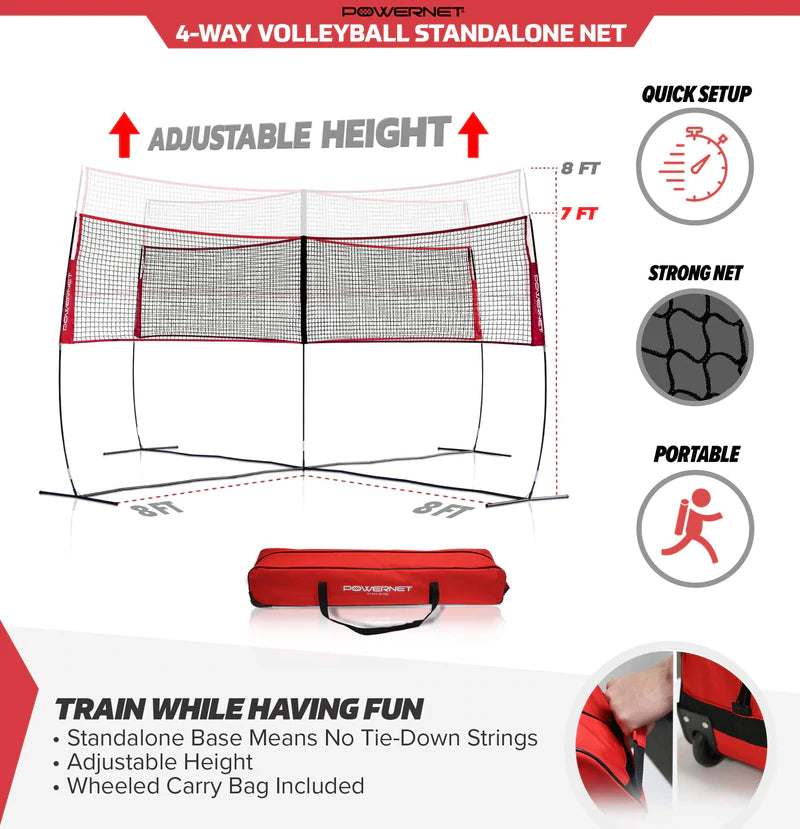 Powernet Volleyball Four Square Net with specifications