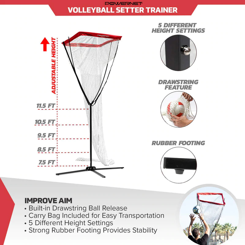 Powernet Volleyball Setter Trainer Net features