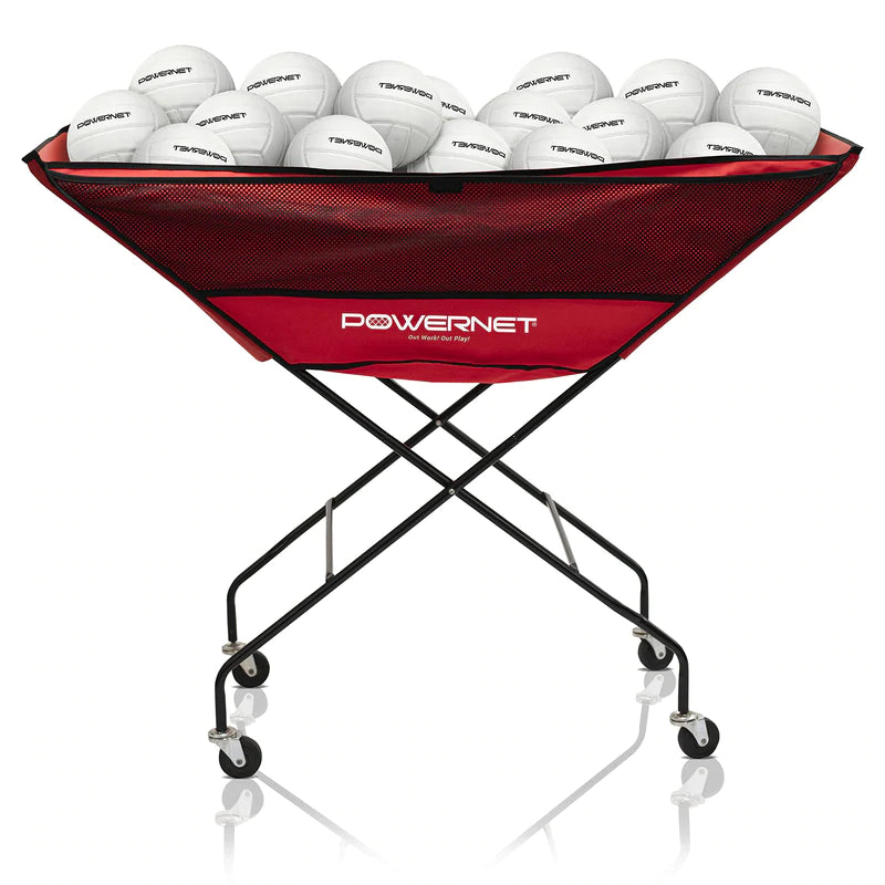 Powernet Volleyball Wheeled Cart with balls 