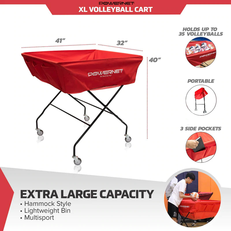 Powernet Volleyball Cart Wheeled XL features