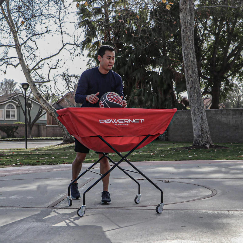 Powernet Volleyball Cart Wheeled XL with a player