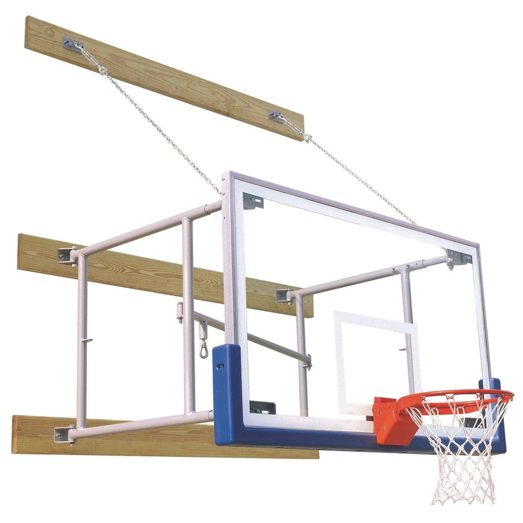 bison 6 8 side fold competition wall mounted basketball hoop