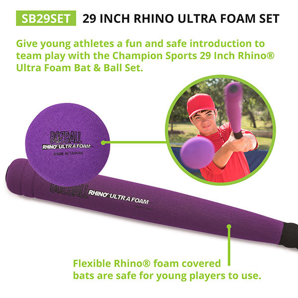 champion sports 29 inch rhino ultra foam bat and ball set chart