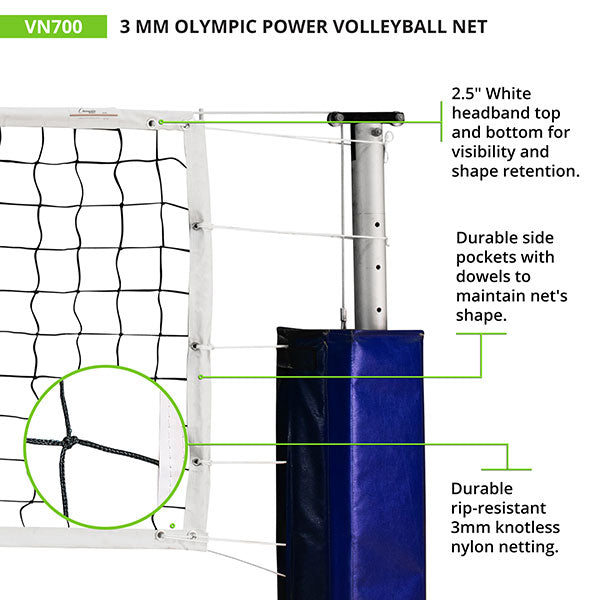 champion sports 3mm olympic power volleyball net 4