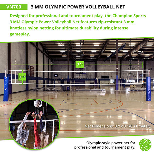 champion sports 3mm olympic power volleyball net 5