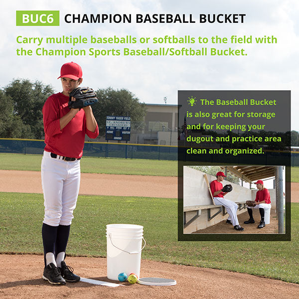 champion sports 6 gallon ball bucket white sample