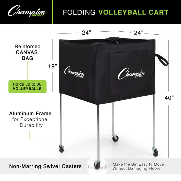 champion sports collapsible volleyball cart 3