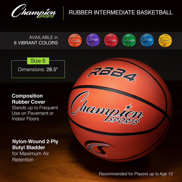 champion sports intermediate rubber basketball specs