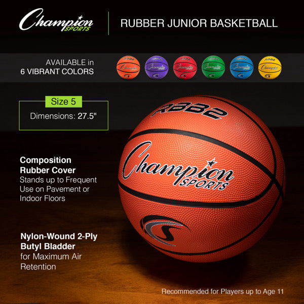 champion sports junior rubber basketball specs