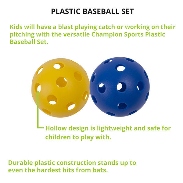 champion sports plastic baseball assorted color set of 3 chart