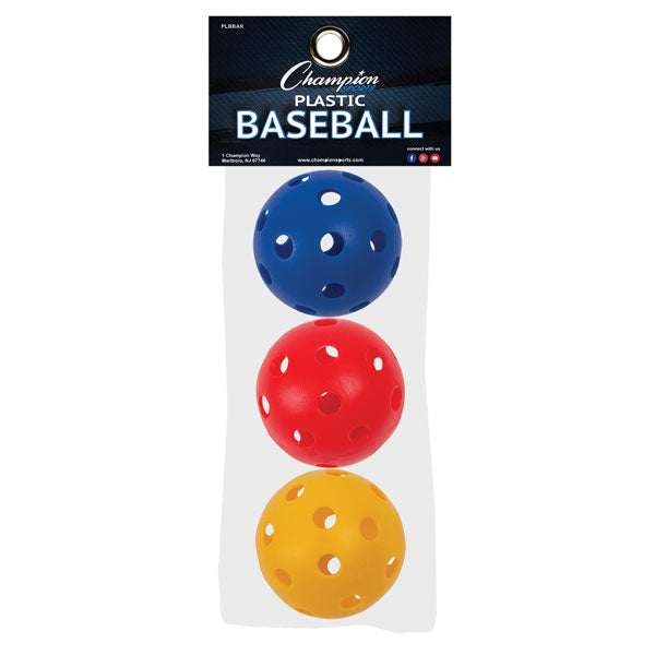 champion sports plastic baseball assorted color set of 3