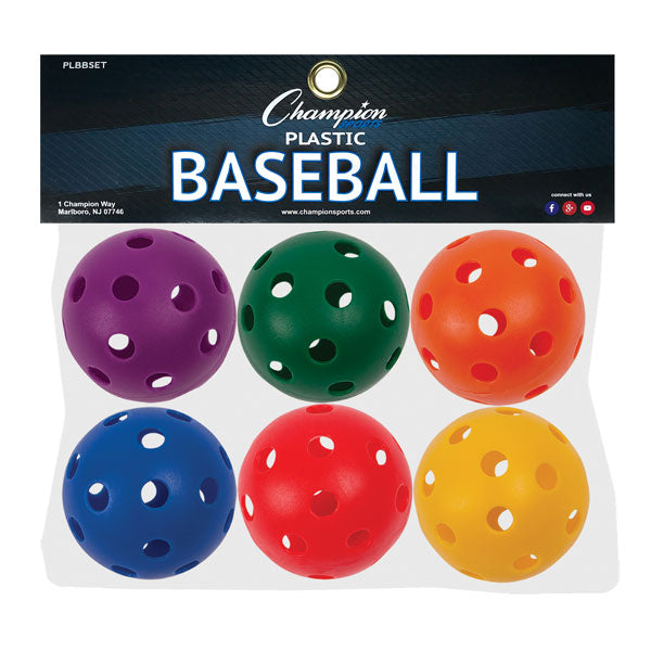 champion sports plastic baseball assorted color set of 6 main