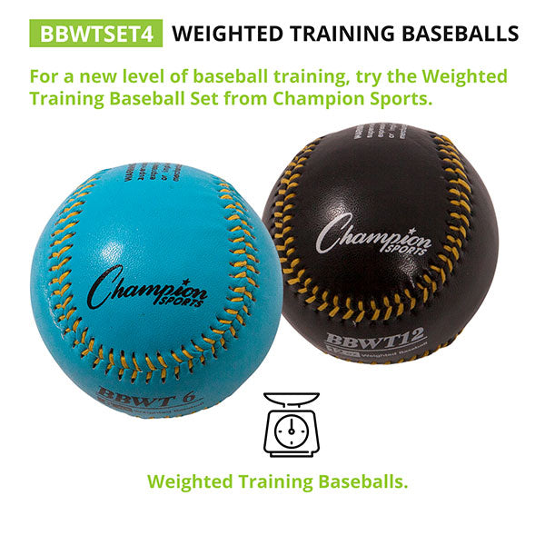 champion sports weighted training baseballs set of 4 chart1