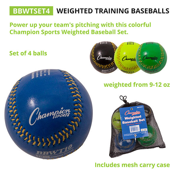 champion sports weighted training baseballs set of 4 chart2