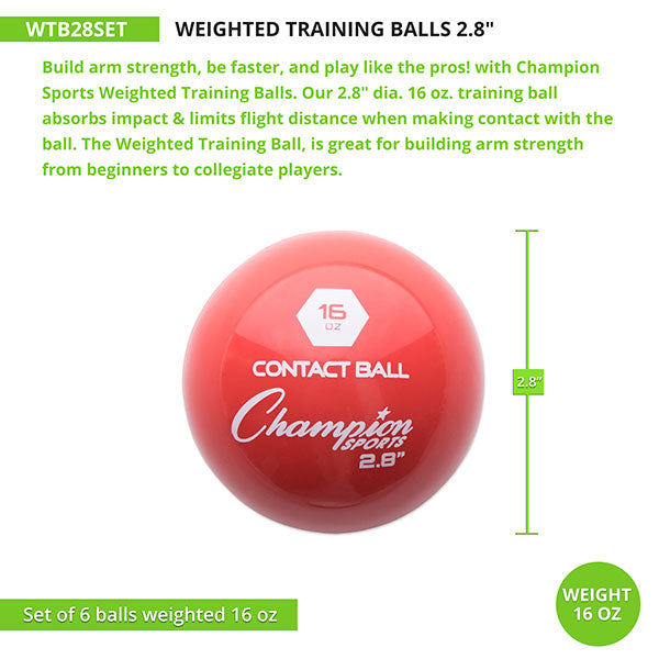 champion sports weighted training baseballs set of 6 chart